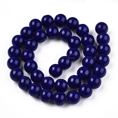 Opaque Solid Color Glass Beads Strands GLAA-T032-P10mm-03-1