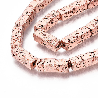 Electroplated Natural Lava Rock Beads Strands G-T114-63RG-1