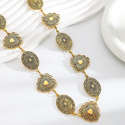 Alloy Oval Heart Link Chain Waist Belly Chains for Women FS-WGE04C8-01-1