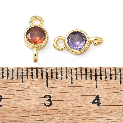 Brass Pave Cubic Zirconia Connector Charms KK-L264-09G-1