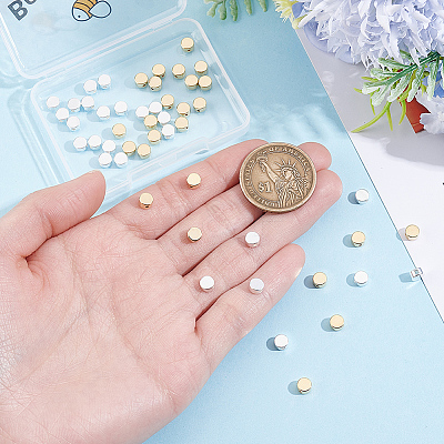 50Pcs 2 Colors Rack Plating Brass Beads KK-BBC0027-40-1