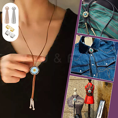 32Pcs 2 Colors Brass Bolo Tie Slide Clasps KK-NB0004-20-1