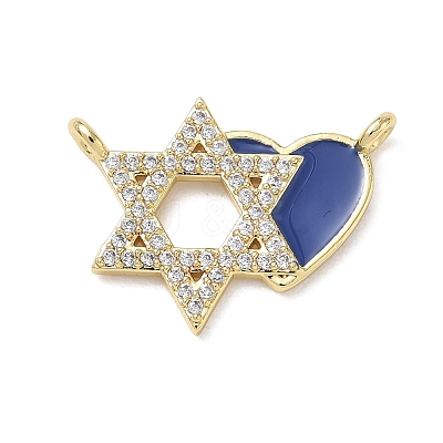 Brass Micro Pave Clear Cubic Zirconia Connector Charms KK-CBA56EF-08G-1