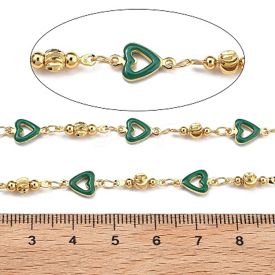 Brass Heart Link Chains KK-D368-03G-J-1
