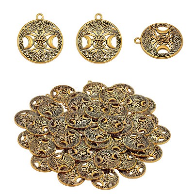 60Pcs Life of Tree Moon Charm Pendant Triple Moon Goddess Pendant Ancient Bronze for Jewelry Necklace Earring Making crafts JX339C-1