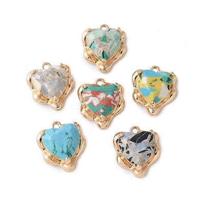 Brass Glass Charms KK-D355-01G-1