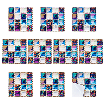 10 Sheets PVC Self Adhesive Mosaic Tile Stickers FIND-WH0145-99-1