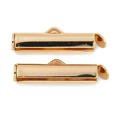 Brass Slide On End Clasp Tubes KK-N254-119G-03-1