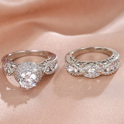 Brass Micro Pave Cubic Zirconia Finger Rings FS-WG54D45-02-1