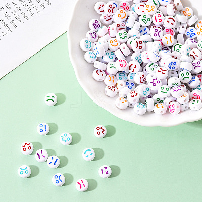White Opaque Acrylic Beads MACR-YW0001-20D-1