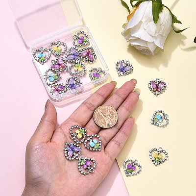 20Pcs 5 Styles Platinum Alloy Glass Pendants FIND-YW0007-61-1