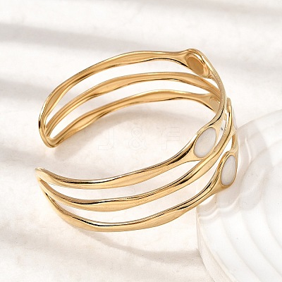 304 Stainless Steel Enamel Multi-layered Cuff Bangles for Women STAS-H259-07G-1