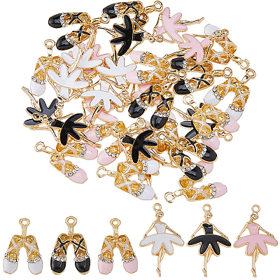 36Pcs 6 Styles Alloy Enamel Pendants ENAM-DC0001-98-1