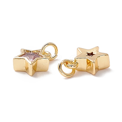 Brass Cubic Zirconia Charms FIND-Z005-02C-1