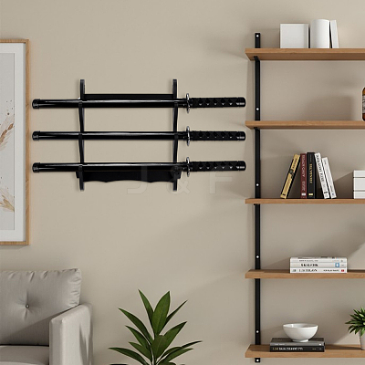 3-Tier MDF Board Wall Mounted Sword Display Rack ODIS-WH0043-256B-1