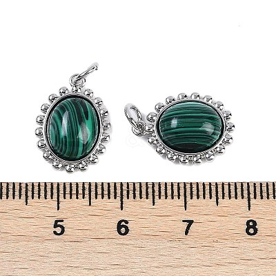 Synthetic Malachite Oval Pendants KK-U043-46P-D-1