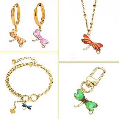 45Pcs 9 Colors Insect Theme Alloy Enamel Connector Charms ENAM-CJ0003-83-1