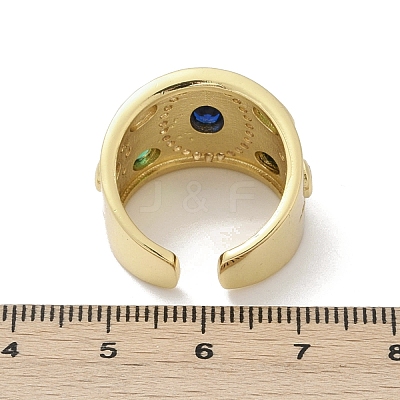 Brass Micro Pave Cubic Zirconia Adjustable Cuff Rings for Women RJEW-C129-10G-1