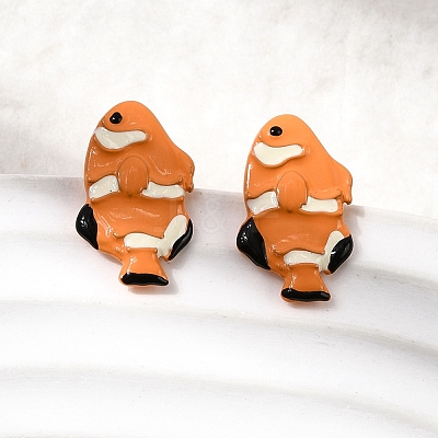 Brass Enamel Stud Earrings EJEW-A148-01B-1