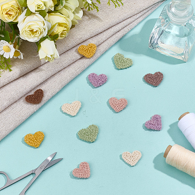 56Pcs 7 Colors Heart Polyester Embroidery Cloth Patches DIY-MA0006-84-1