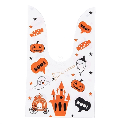 100Pcs Rabbit Shaped Halloween Candy Plastic Bags ABAG-U001-02O-1
