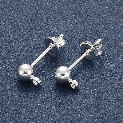 Silver Color Plated Brass Post Earring Findings X-EC593-S-1