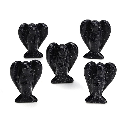 Synthetic Blue Goldstone Gemstone Carved Angle Figurines GG-CBA8396-A14-1