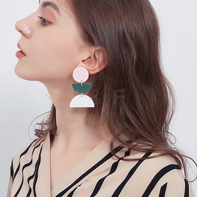 4 Pairs 4 Style Polymer Clay Dangle Stud Earrings with 316 Surgical Stainless Steel Pins EJEW-AN0004-27-1
