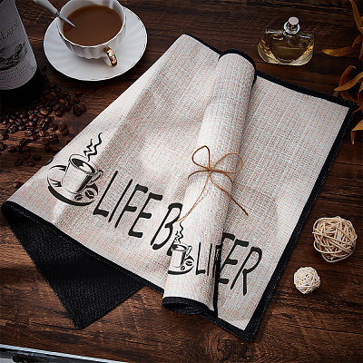 Coffee Theme Cotton and Linen Cup Mats AJEW-WH0201-013-1