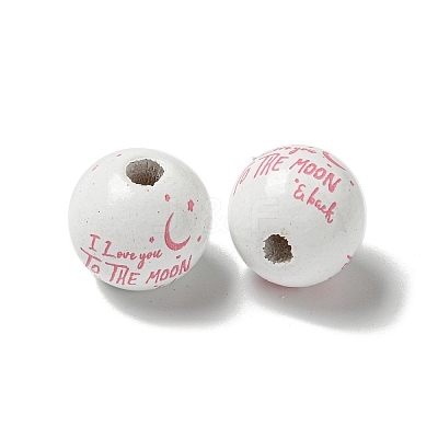 Printed Wood European Beads WOOD-G022-20G-1