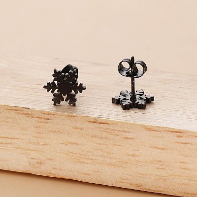 Christmas Snowflake 304 Stainless Steel Stud Earrings FS-WG2939F-03-1
