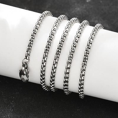 Tarnish Resistant 304 Stainless Steel Box Chain Necklaces X-NJEW-P244-01P-1