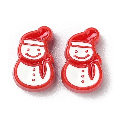 Christmas Decorations Theme Opaque Acrylic Bead with Enamel OACR-Z021-01C-1