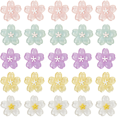 40pcs Sakura Series Opaque Resin Cabochons CRES-SP0001-17-1