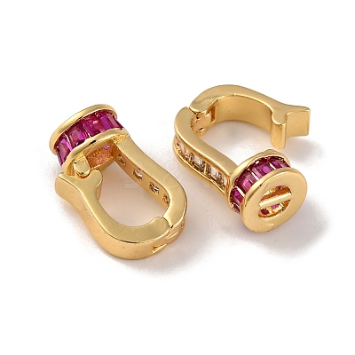 Brass Micro Pave Cubic Zirconia Fold Over Clasps KK-C076-06G-1