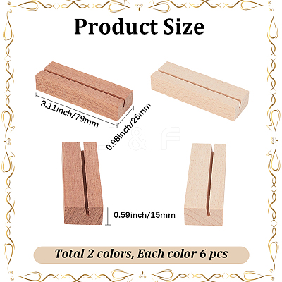 12Pcs 2 Colors Wooden Card Holders Base AJEW-GF0015-01-1