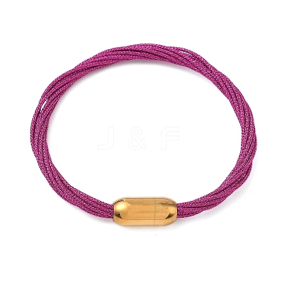 304 Stainless Steel with Polyester Metallic Cord Bracelets for Women BJEW-Z145-01G-29-1