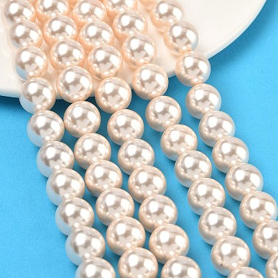 Electroplated Shell Pearl Beads Strands BSHE-G041-10mm-04-1
