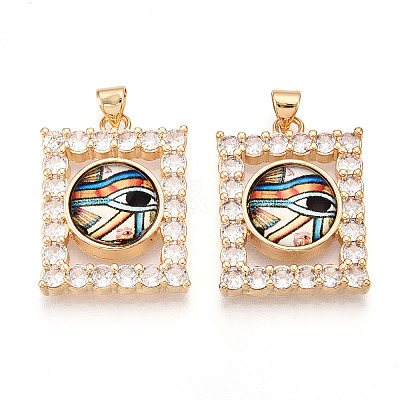 Brass Micro Pave Clear Cubic Zirconia Pendants for Women KK-T070-91A-06-1