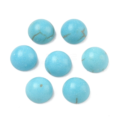Craft Findings Dyed Synthetic Turquoise Gemstone Flat Back Dome Cabochons TURQ-S266-6mm-01-1