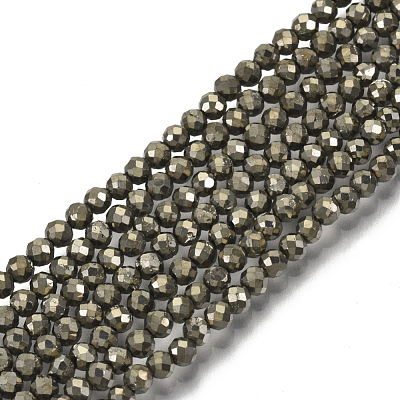 Natural Pyrite Beads Strands G-T108-34D-1