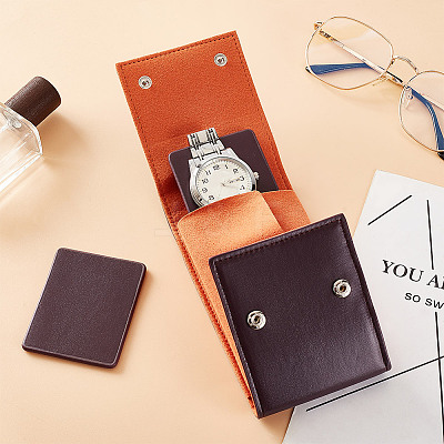 Portable PU Leather Single Watch Pouch Storage Bags ABAG-WH0048-20A-1