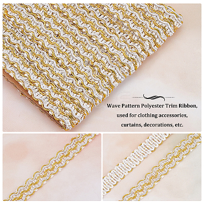 Metallic Polyester Braided Lace Trim Ribbons OCOR-WH0060-76A-1
