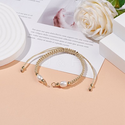 Half Finished Polyester Braided Pearl Bracelet AJEW-JB01128-02-1