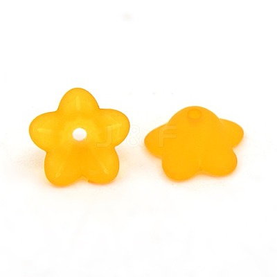 Dyed Chunky Orange Transparent Frosted Flower Acrylic Beads X-PL560-8-1