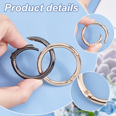 12Pcs 3 Colors Alloy Spring Gate Rings AJEW-PH0018-12-1