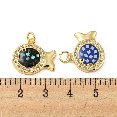 Brass Micro Pave Cubic Zirconia Pendants KK-K356-20G-1
