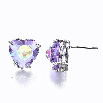 Brass Stud Earrings GLAA-S193-038F-P-1