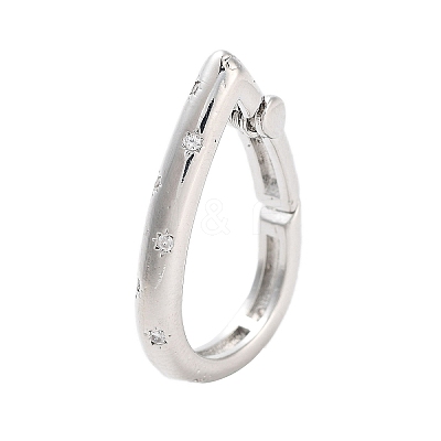 Brass Micro Pave Clear Cubic Zirconia Spring Gate Rings KK-M293-52P-1