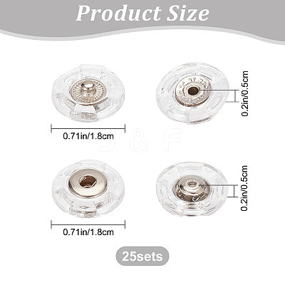 25Pcs Plastic Snap Button BUTT-GF0001-15-1
